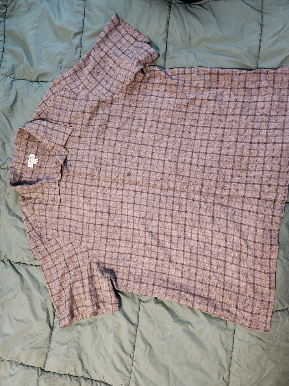 Haggar Short-Sleeve Plaid Button-Down Shirt - Gray & Black
